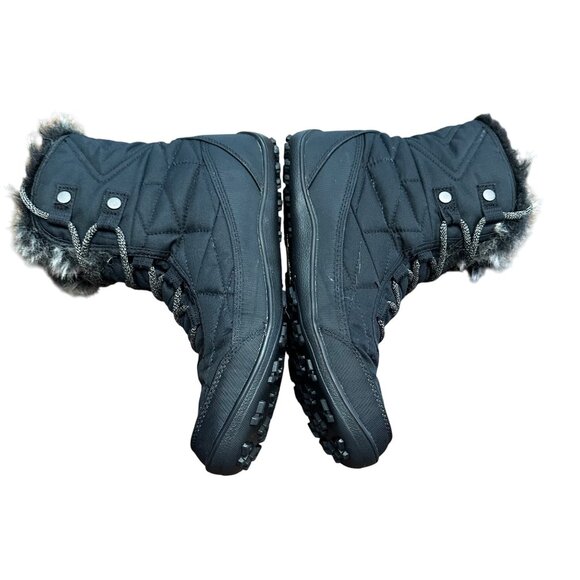 Columbia Black Lace Up Boots with Fur Trim - Picture 4 of 12